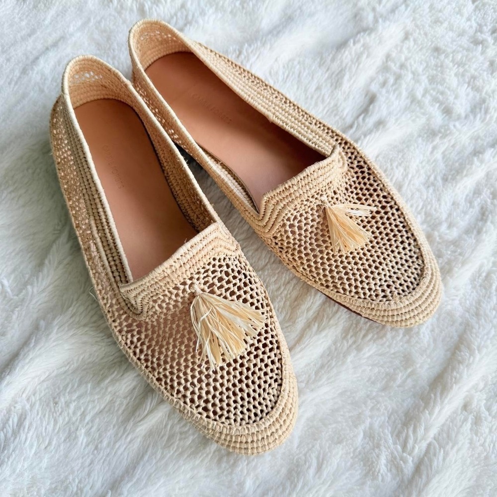Carrie Forbes Raffia Tassel Loafers, EU 38 US 7.5–8 Handmade in Morocco